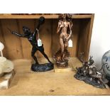 Three assorted cast figures including Aphrodite and the Ancient Greek God of War