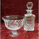 A Dartington 24% lead crystal glass bowl and a crystal decanter.
