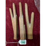 A Victorian three piece wooden glove stretcher.