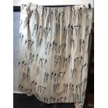 A pair of fully lined pinch pleated curtains.