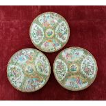 Three 19th Century Chinese famille rose plates.