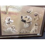 A Pollyanna Pickering framed and glazed print depicting a retriever dog.