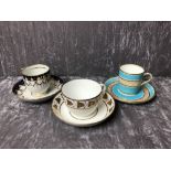 Three 18th and 19th Century cabinet cups and saucers, various makers.