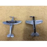 Two superb WW2 aluminium Spitfire sweetheart brooches.