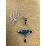 A silver Art Nouveau style enamel set necklace.