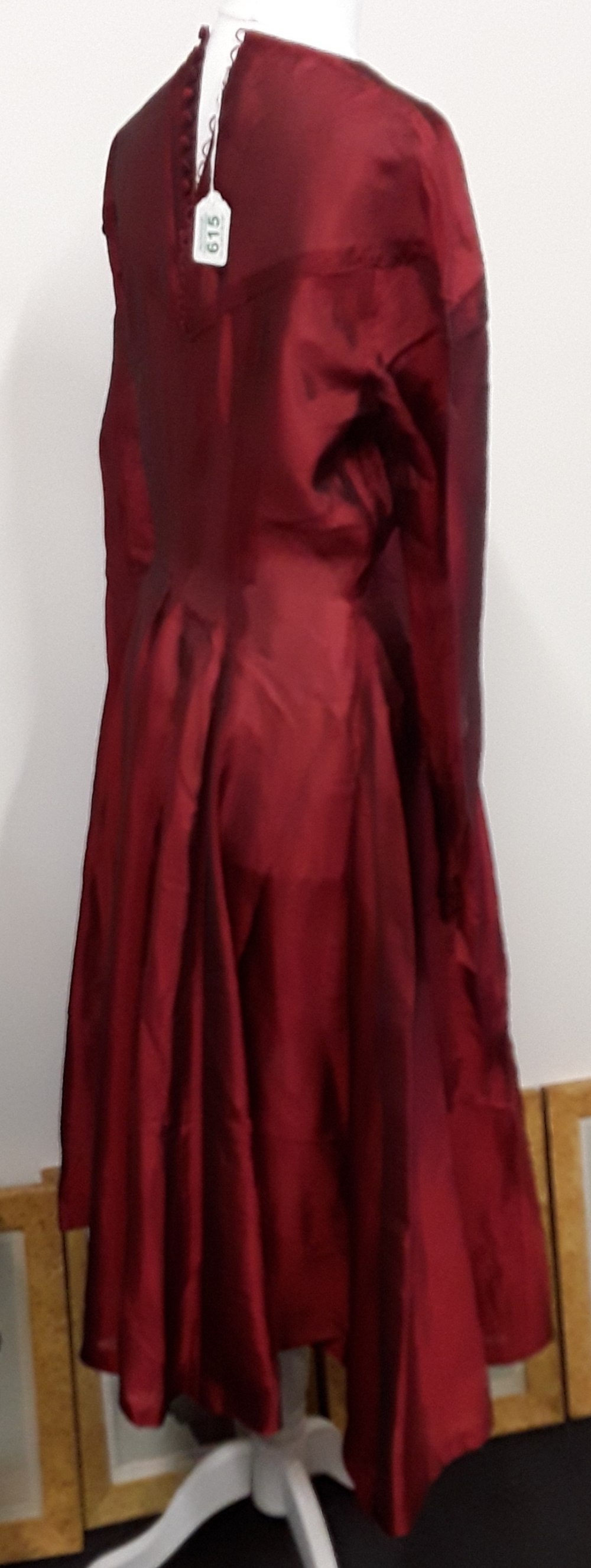 A 1930s two tone shimmer three quarter length fitted red dress. - Image 3 of 3