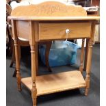 A small American oak hand made hall table with single drawer purchased form Amish makers in Ohio.