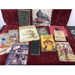 A mixed collection of vintage books from the 1940s including children's.