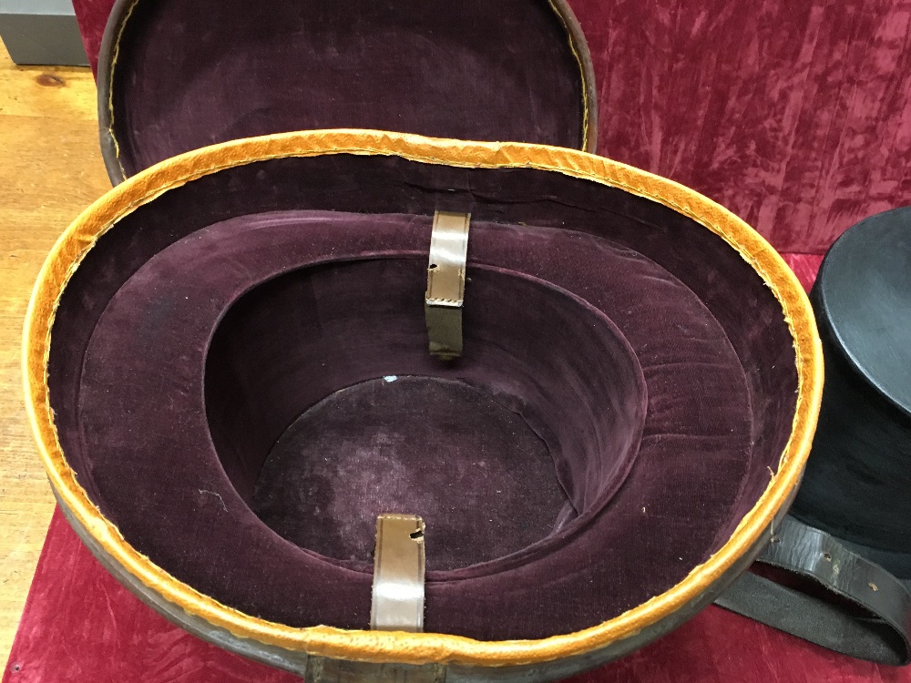 A vintage Christie's silk top hat with leather case. - Image 3 of 3