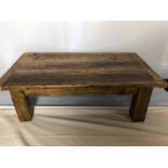 A 19th Century converted rustic plank top coffee table with later base.