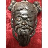 A blackened copper Japanese hip mask.