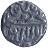 Akbar, Ujjain Mint, Silver 1/2 Rupee, Malwa issue, Obv: kalima shahada, Rev: akbar badshah ghazi,