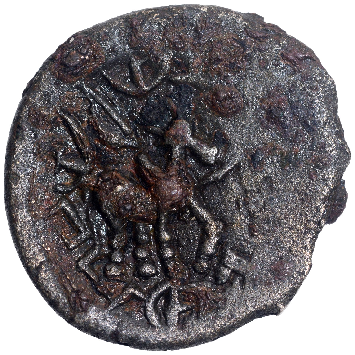 Yaudheyas of Rohtak, Bahudhanayaka (100 BC), Billon Karshapana (32 Rattis), Obv: humped bull