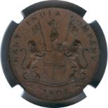Bombay Presidency, Copper 2 Pice (Nim 2 Anna), AD 1804, Error: Strucked with 2 obverse, Obverse &