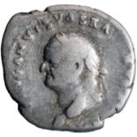 Roman Empire, Vespasian (69-79 AD), Silver Denarius, Obv: laureate head left, legend around 'IMP