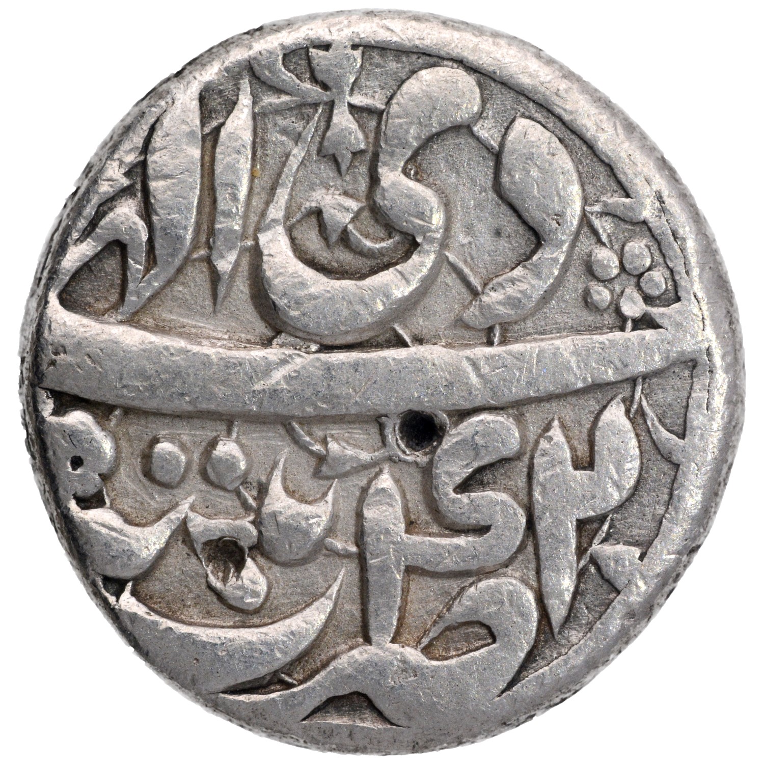 Akbar, Patna Mint, Silver Rupee, Elahi 42, Month Di, Obv: jalla jalalahu allahu akbar, Rev: elahi - Image 2 of 2