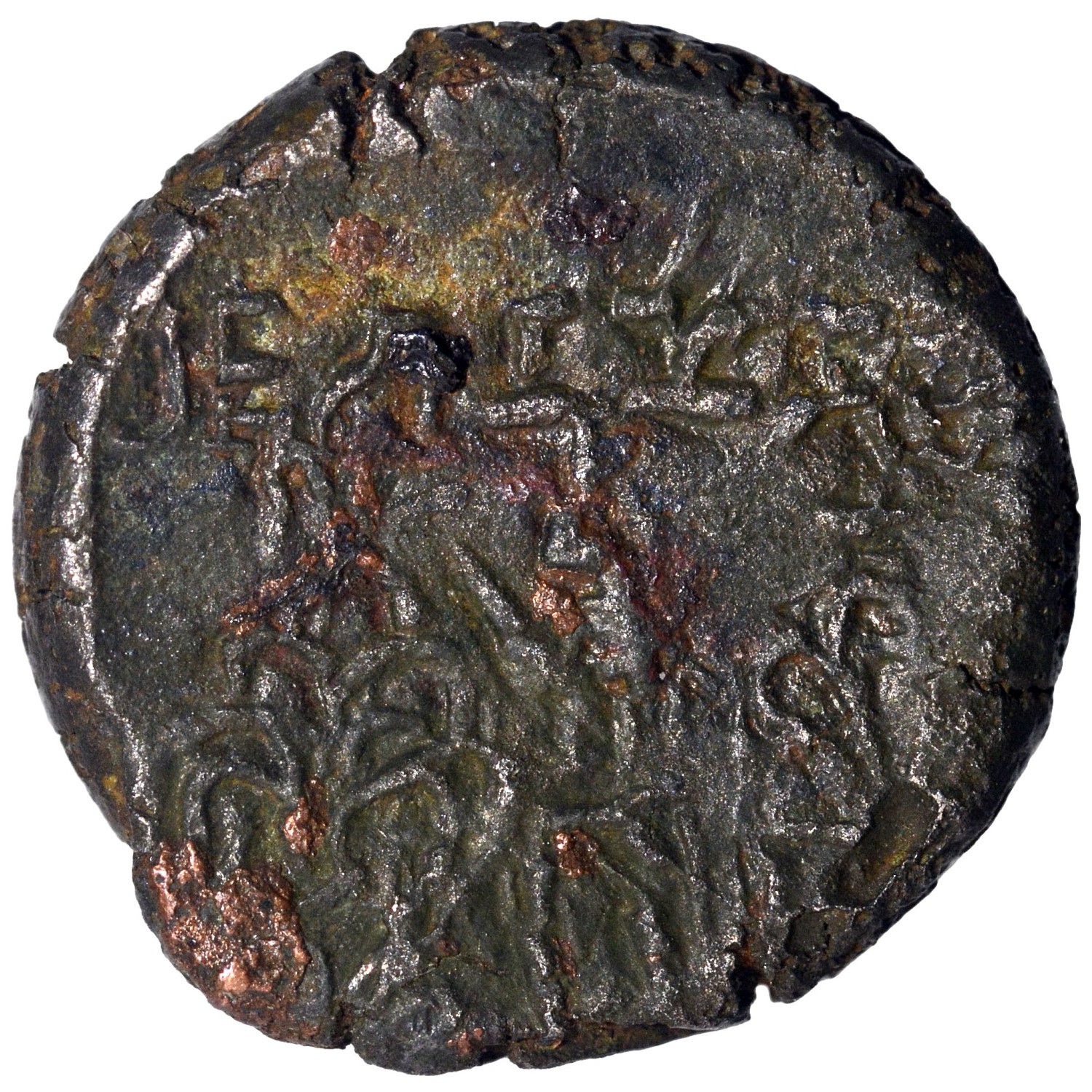 Panchala Dynasty, Bhanumitra (1-20 AD), Copper 1/2 Karshapana, Obv: goddess lakshmi facing,