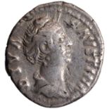 Roman Empire, Faustina I, Senior (138-141 AD), Silver Denarius, Obv: draped bust right, hair