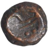 Nawabs of Arcot, Copper Kasu, Obv: narthana krishna inside the five pointed star, Rev: persian