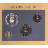 2001, UNC Set, Dr. Syama Prasad Mookerjee, Set of 4 Coins, 100Rs, 50Rs, 10Rs & 2Rs, Kolkata Mint, (