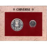 1997, UNC Set, 50th Year of Independence, 50 Rupees & 50 Paise, Mumbai Mint, (RB # 204), intact in