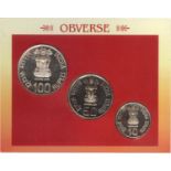 2002, UNC Set, Original Strike Issue, Sant Tukaram, Set of 3 Coins, 100Rs, 50 Rs & 10Rs, Kolkatta
