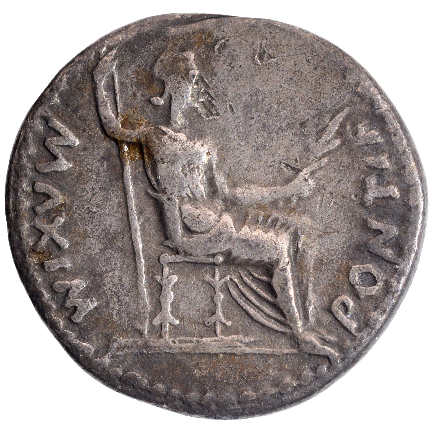 Roman Empire, Tiberius (14-37 AD), Silver Denarius, Obv: laureate head right, legend around 'TI - Image 2 of 2