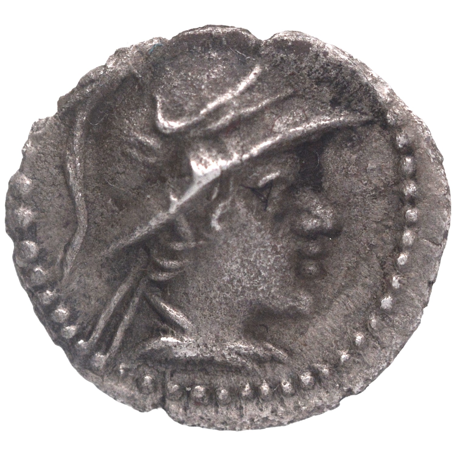 Indo-Greeks, Eucratides I (170-145 BC), Silver Obol, Obv: diademed, helmeted and draped bust of king