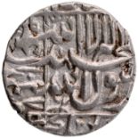 Shahjahan, Surat Mint, Silver 1/2 Rupee, Obv: kalima shahada in square & four khalifas name in