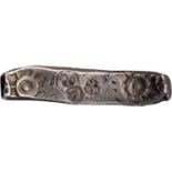 Punch-Marked Coin, Gandhra Janapada (600-300 BC), Silver Bentbar (Satamana), Obv: 2 six petaled