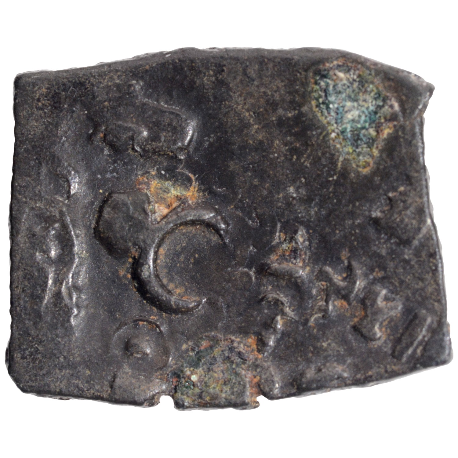 Satavahana Dynasty, Satkarni I (100 BC), Potin Unit, Northern Deccan-Vidarbha Region, Obv: