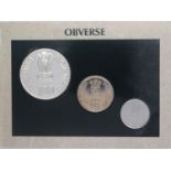 2002, UNC Set, Loknayak Jayaprakash Narayan, Set of 3 Coins, 100 Rupees, 10 Rupees & 1 Rupees,