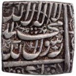 Akbar, Ahmadabad Dar-ul-Sultanat Mint, Silver Square Rupee, AH 996, Obv: kalima shahada around