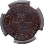 Hong Kong, King George V, Bronze Cent, 1902 AD, Obv: crowned bust left, Rev: english around