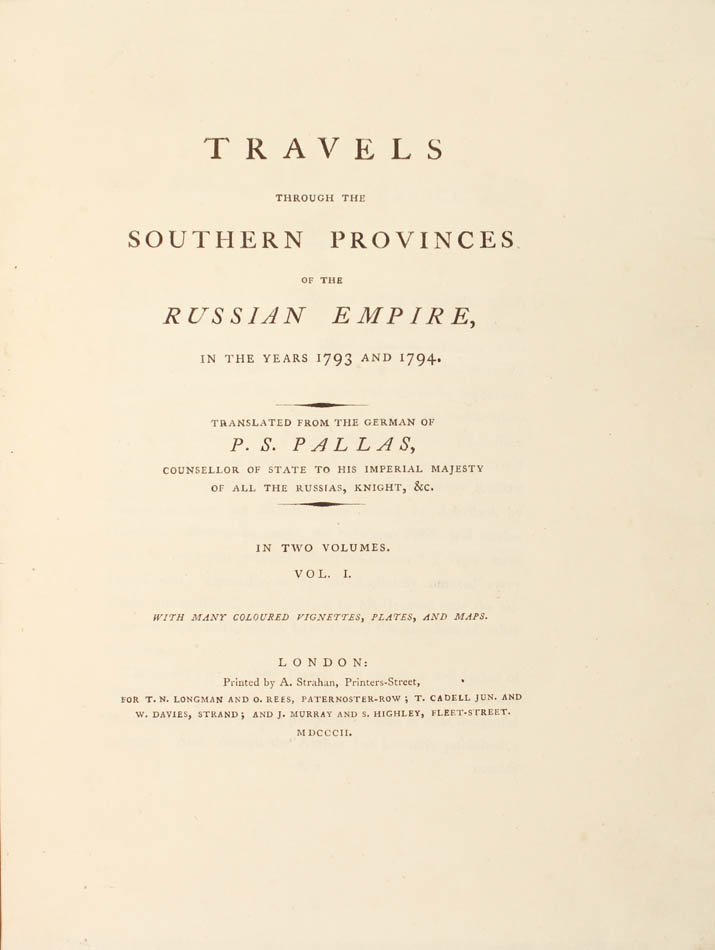 PALLAS, P[eter] S[imon]. Travels through the Southern Provinces of the Russian Empire - Image 5 of 6