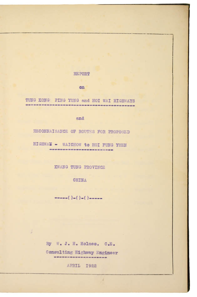 HOLMES, W.J.H. Report on Tung Kong Ping Yung - Image 3 of 6