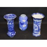 A George Jones & Co Blue and White Abbey Vase and Two Others