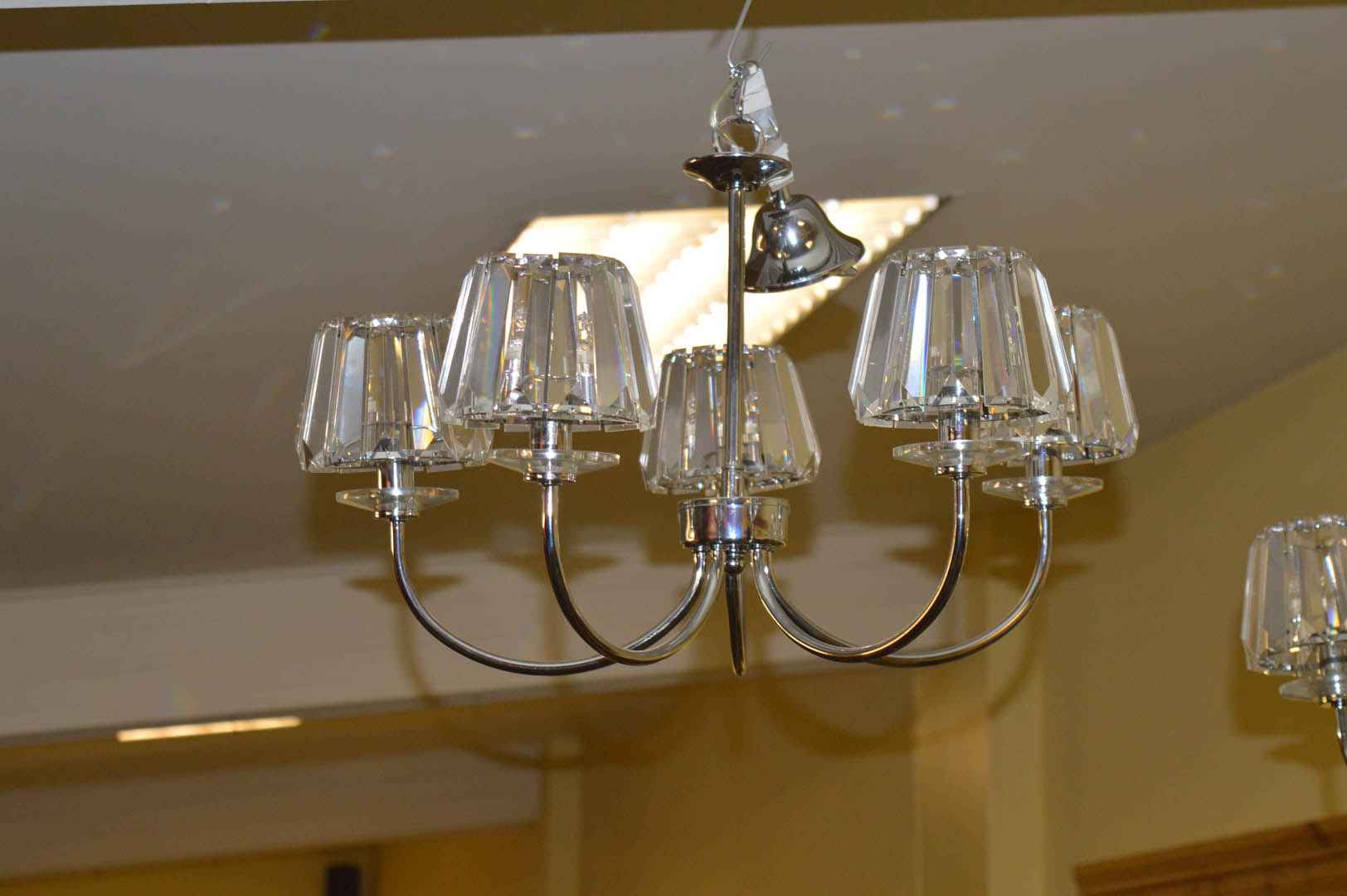 A Very Nice Pair of Five Branch Crystal Centre Light Fittings