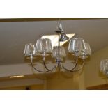 A Very Nice Pair of Five Branch Crystal Centre Light Fittings