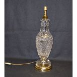 A Tyrone Crystal, Brass Fitted Lamp (24 '' High)