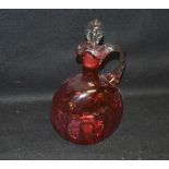 A Large Ruby Decanter with Stopper