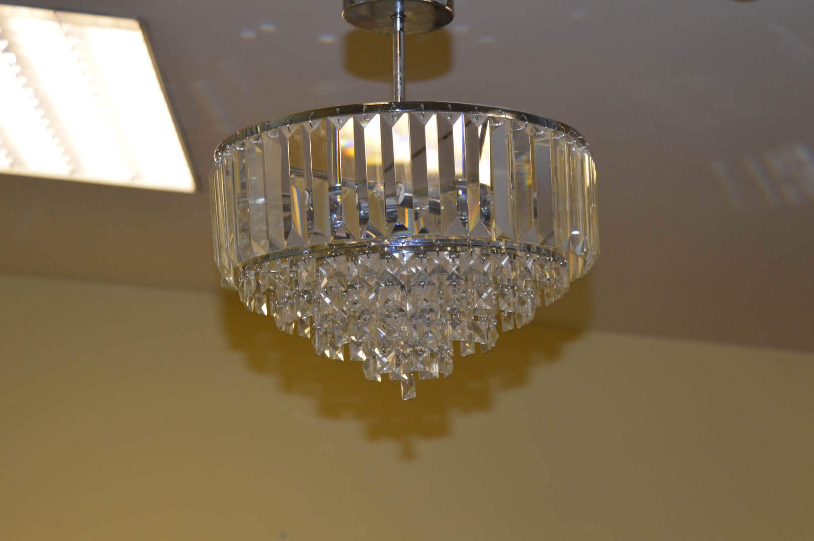 A Very Nice Pair of Crystal Lustre Style Centre Light Fittings