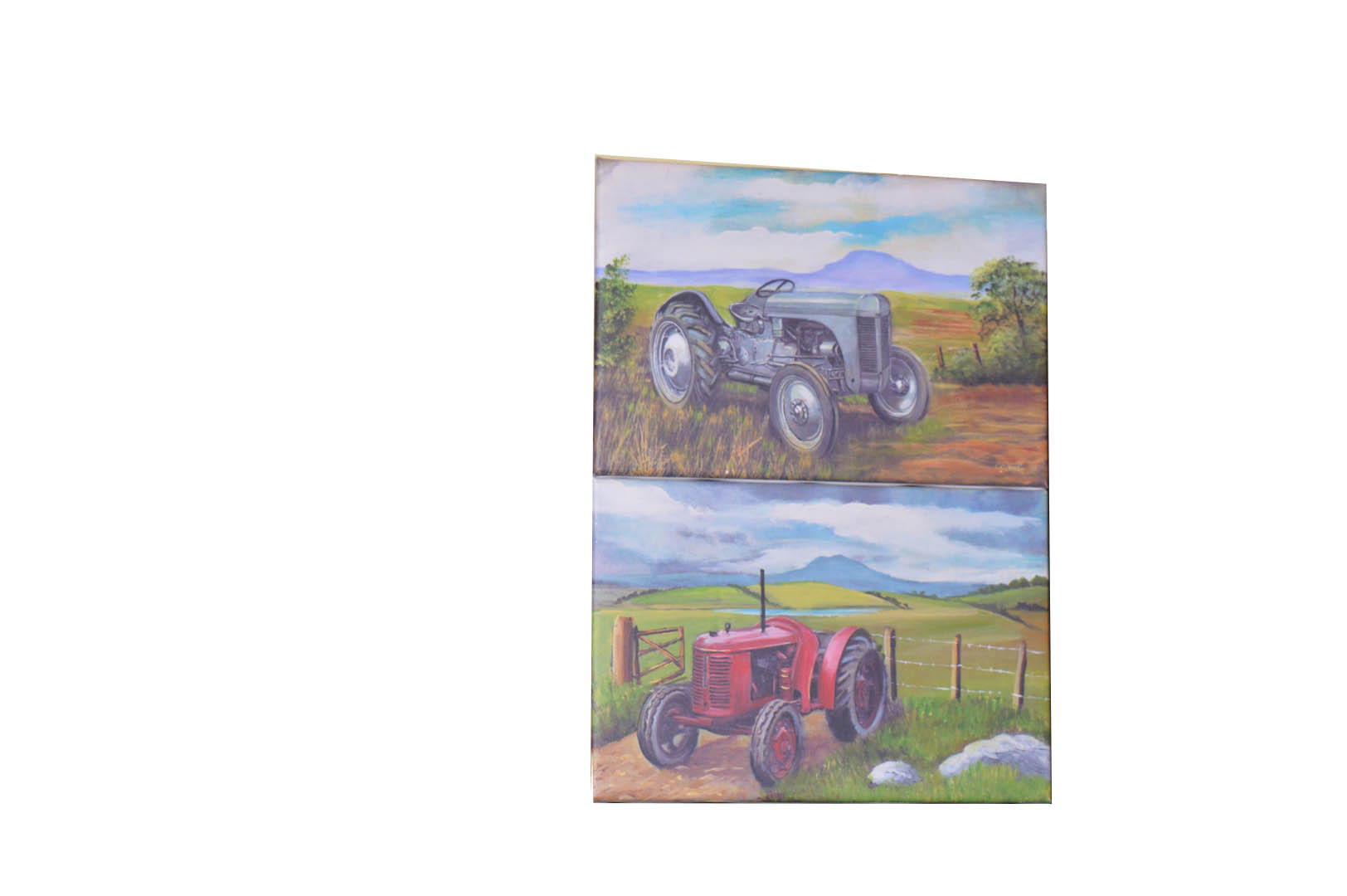 A Pair of Unframed Pictures 'Old Tractors' - C. Geddis