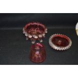 Three Ruby Glass Dishes