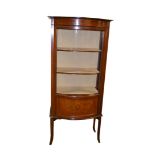 A Nice Inlaid Mahogany Shaped Front Single Door Display Cabinet