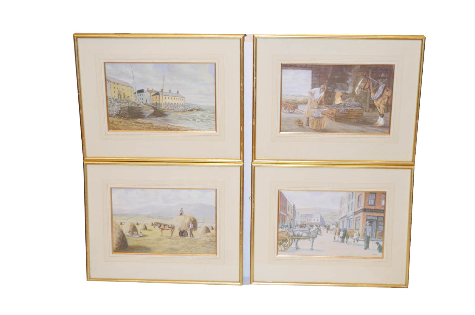 A Gilt Framed Set of Four Pictures, 'Fair Day' 'Harvest Time' etc - Lynch