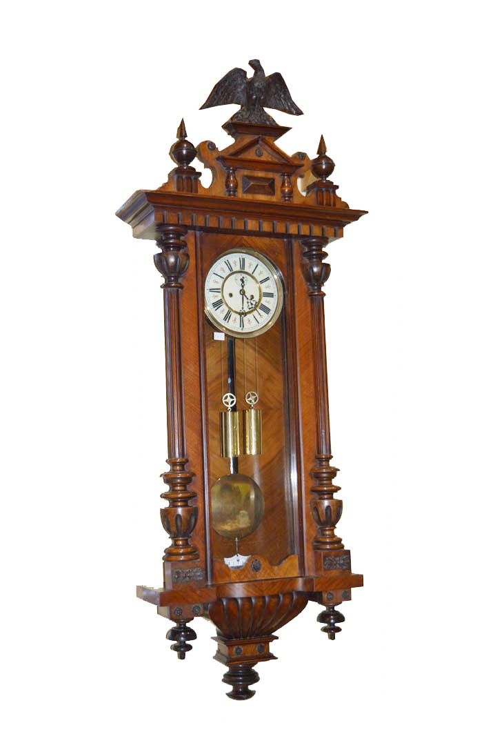 A Very Orginal Mahogany Cased, Double Weight Vienna Wall Clock