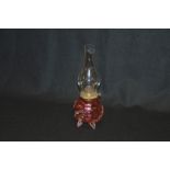 A Victorian Ruby Glass Oil Lamp