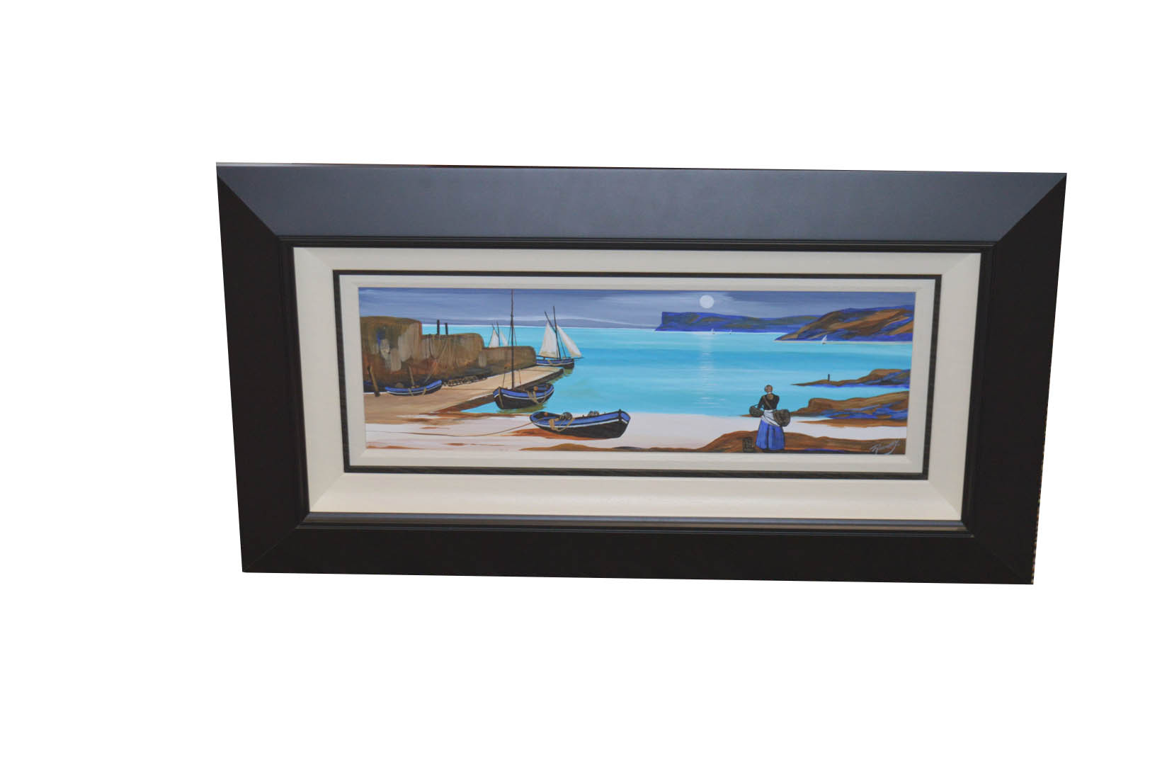 A Framed Oil Painting 'Moonlit Boatslip, Ballycastle' - J. P Rooney