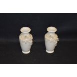 A Pair of 3rd Period Belleek Flower Encrusteed Vases